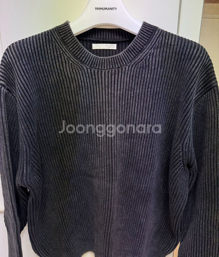 자라 워싱 처리 펄 니트 스웨터 블랙 M사이즈--4