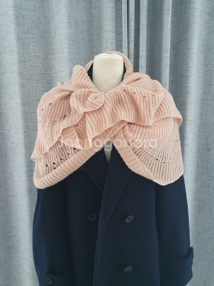 (상태좋음)핑크 니트 롱 목도리겸 숄, 머플러--0