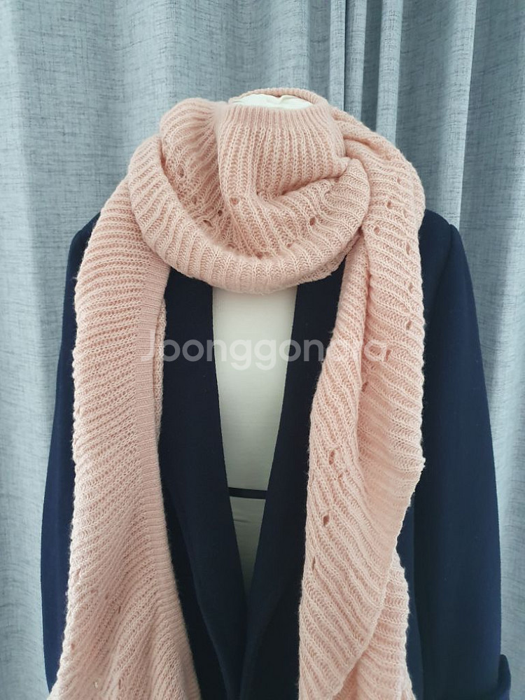 (상태좋음)핑크 니트 롱 목도리겸 숄, 머플러--2