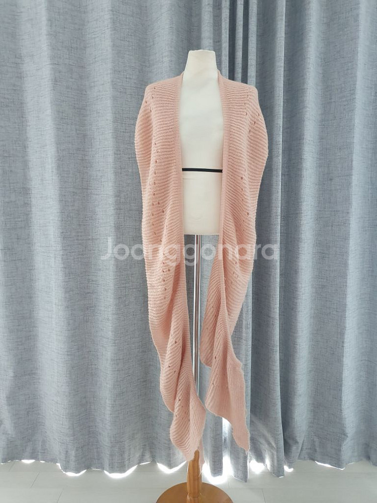 (상태좋음)핑크 니트 롱 목도리겸 숄, 머플러--5