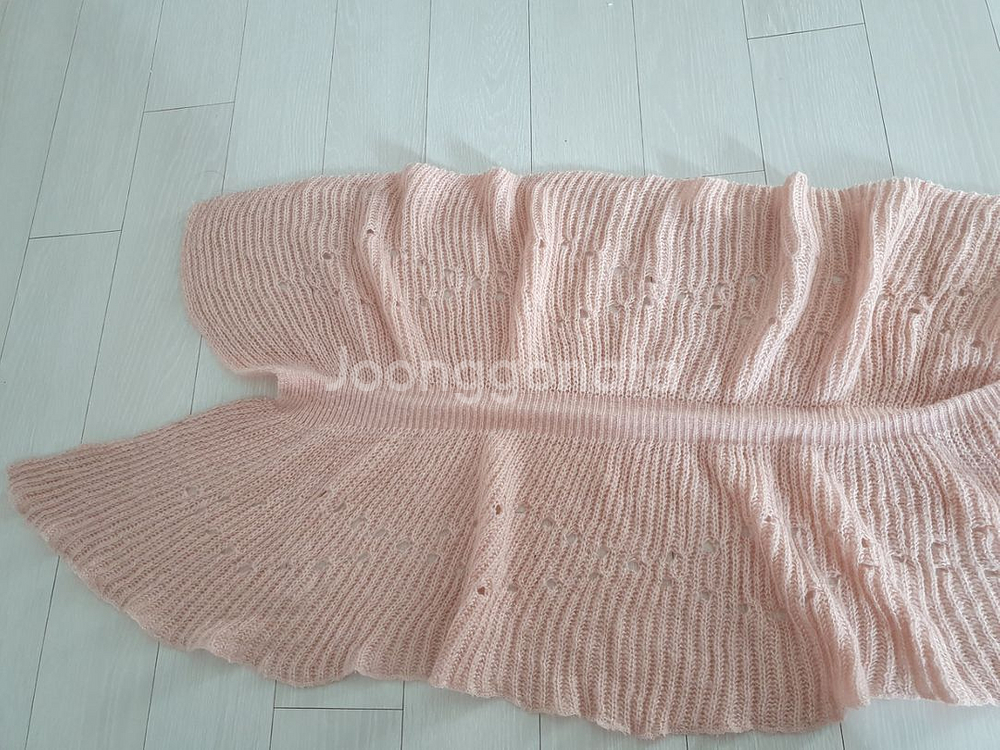 (상태좋음)핑크 니트 롱 목도리겸 숄, 머플러--8