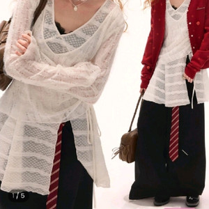 MAMC Layered SheerV-neck Top