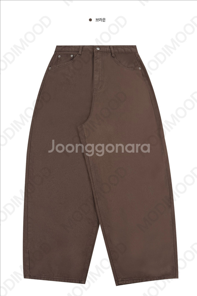 [브라운/S] 모디무드 어텀 던킨 벌룬 워크 커브드 면 코튼 팬츠--4