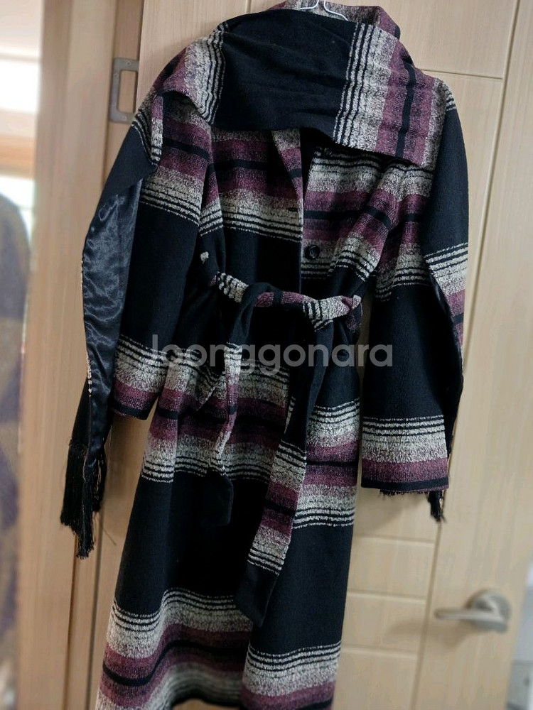 스트라이프 롱 코트--1