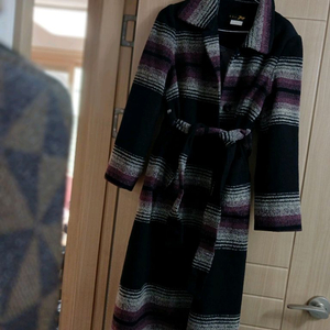 스트라이프 롱 코트