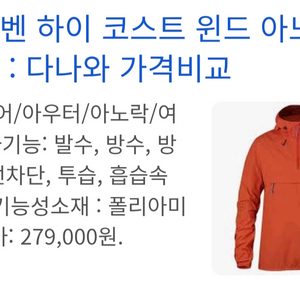 피엘라벤 여성 하이 코스트 윈드 아노락 표기XXS 실55사이즈