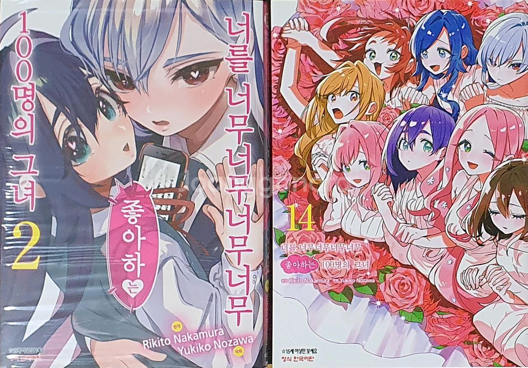 (일괄)너를 너무너무 좋아하는 100명의 그녀 2,14권 만화책 판매합니다.--0