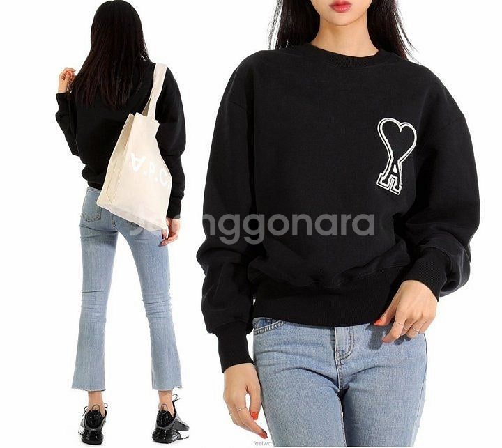 아미 보플 빅패치 커플 맨투맨--1