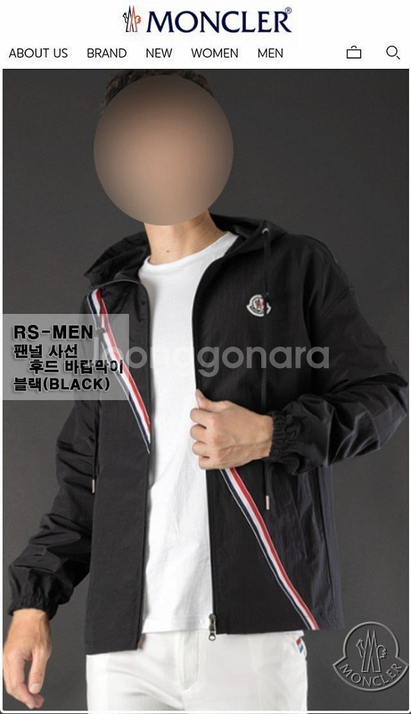 몽클 팬널 사선 후드 바람막이--0