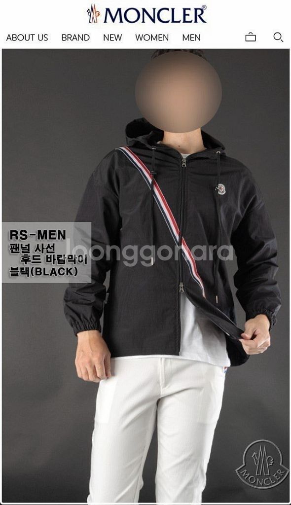 몽클 팬널 사선 후드 바람막이--4