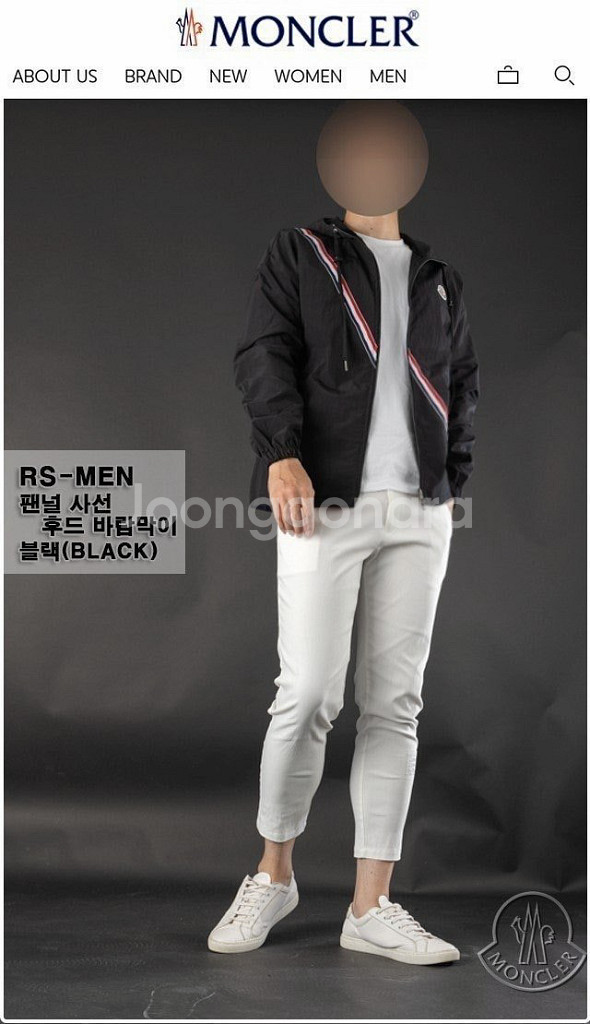 몽클 팬널 사선 후드 바람막이--2