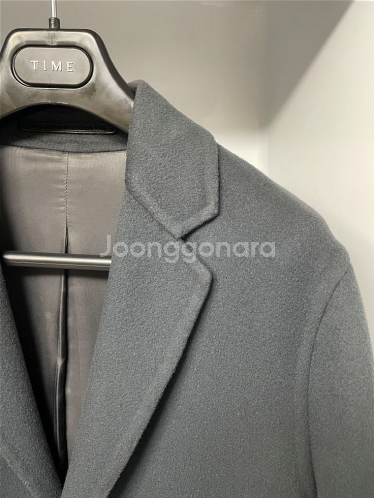타임옴므 스모크그린 캐시미어 세미오버 핸드메이드코트95--2