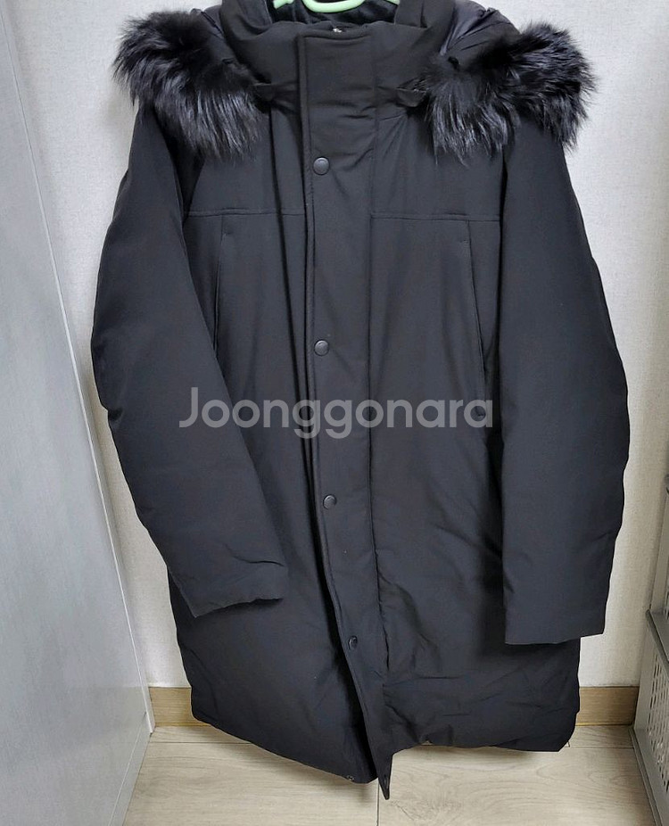 리얼 폭스퍼 후드 롱패딩--1