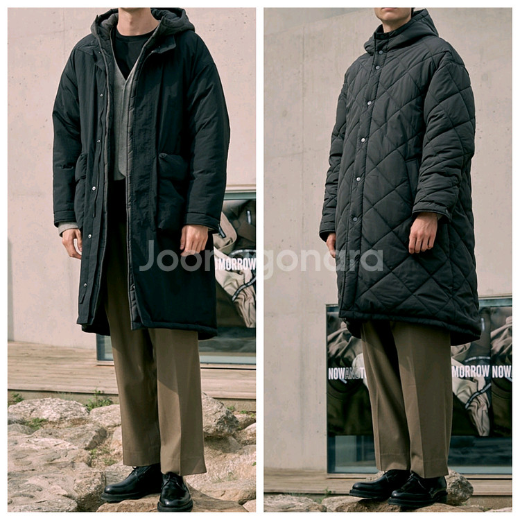 NOWANDTOMORROW 후드 롱패딩 M/리버시블 양면/새상품 남녀공용--1