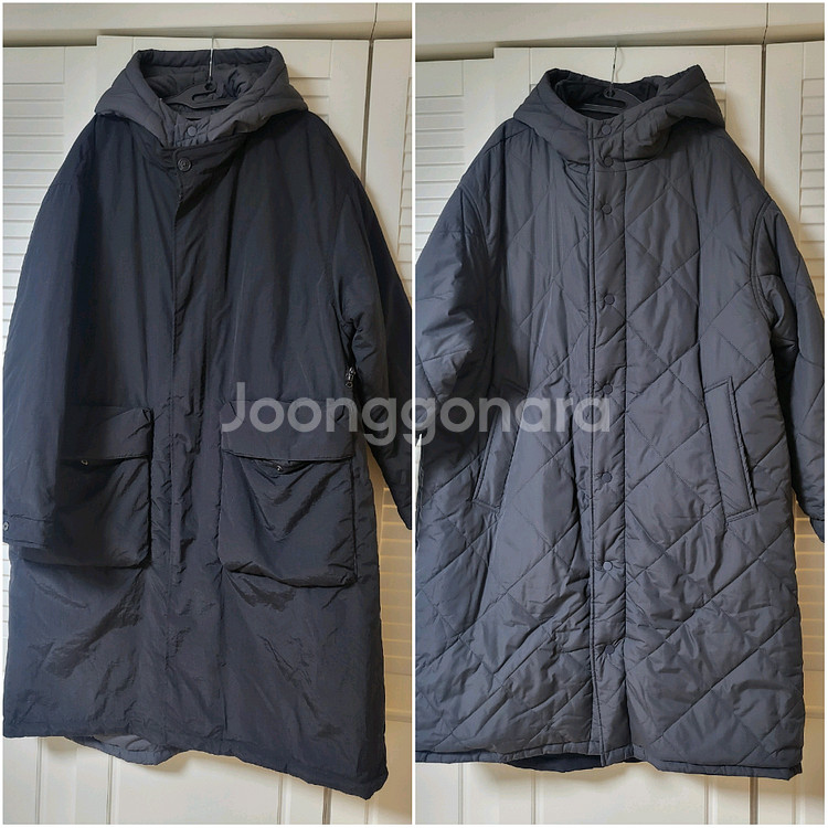 NOWANDTOMORROW 후드 롱패딩 M/리버시블 양면/새상품 남녀공용--0