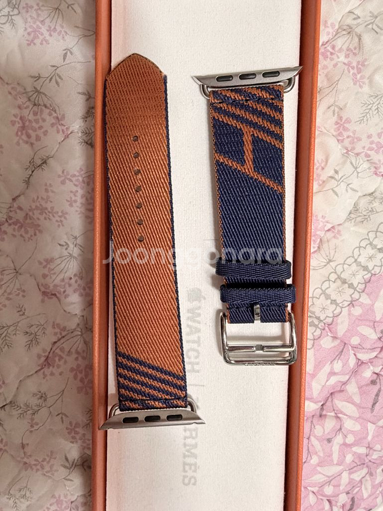 애플워치 에르메스 점핑싱글투어 블루사피흐/오랑쥬 45mm--0