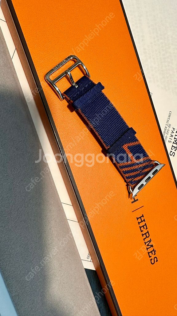 애플워치 에르메스 점핑싱글투어 블루사피흐/오랑쥬 45mm--2