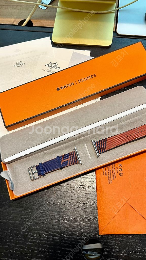 애플워치 에르메스 점핑싱글투어 블루사피흐/오랑쥬 45mm--4