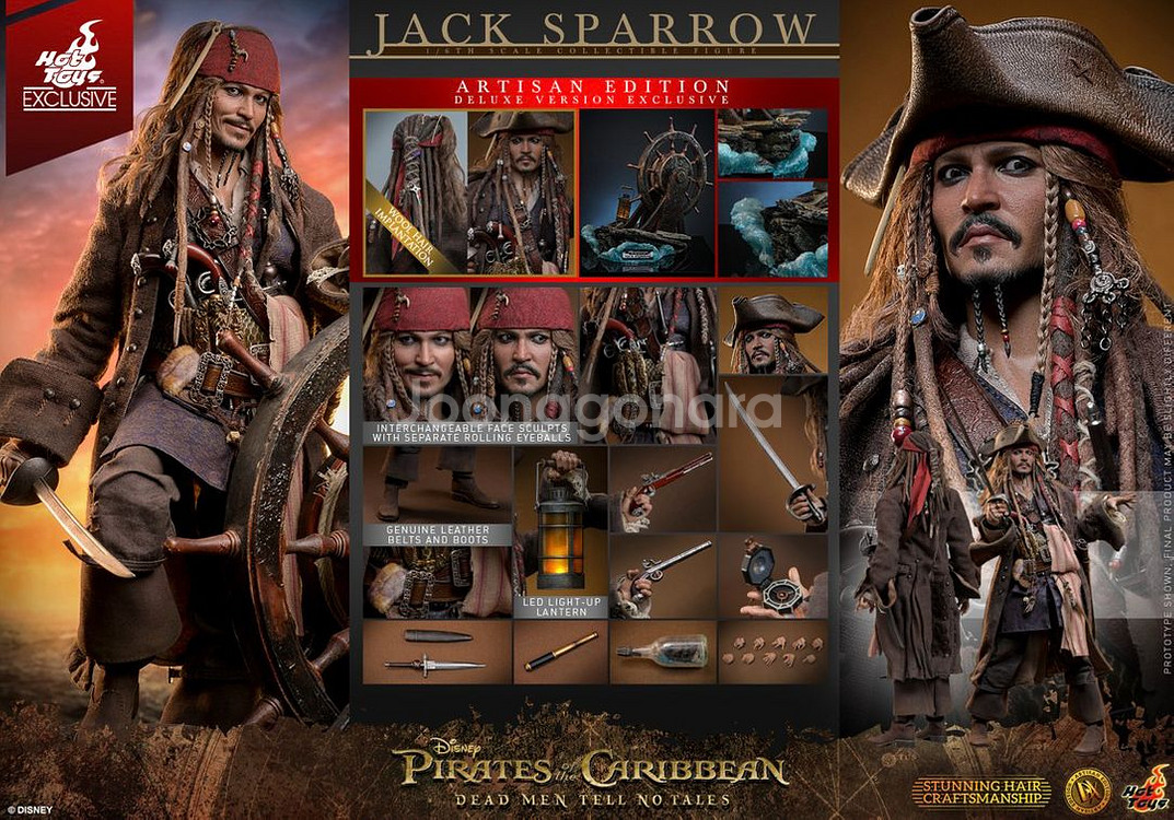 (미개봉) 핫토이 DX39AE 캐리비안의 해적: 죽은 자는 말이 없다 - 잭 스패로우 (아티산 에디션 디럭스 버전)--3