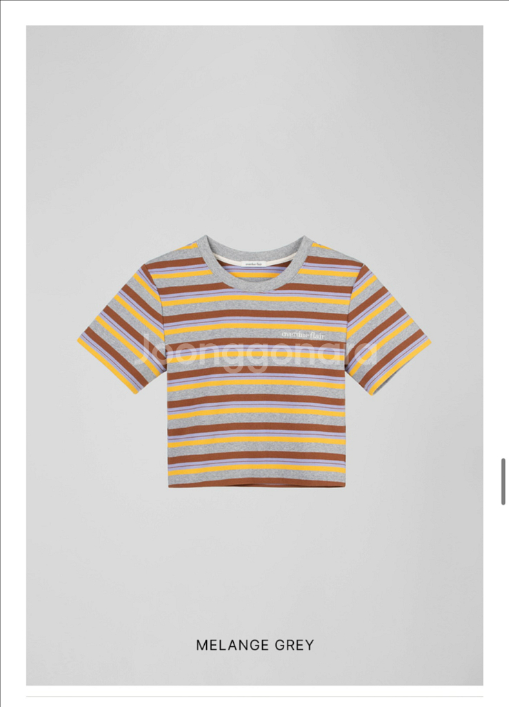 오버듀플리어 스트라이프 크롭 반팔티--5