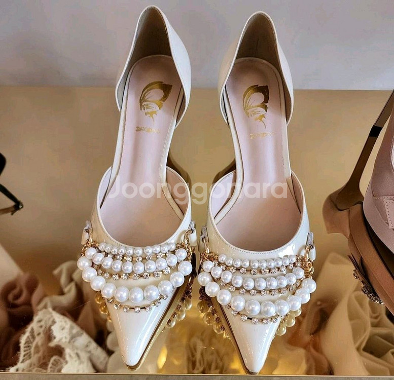 올수공 스틸레토 진주 하이힐(235,8cm)새상품--0