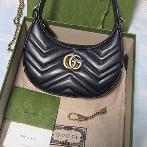 [S급/정품]구찌 GG 마몽 블랙 스몰 숄더백 하프문