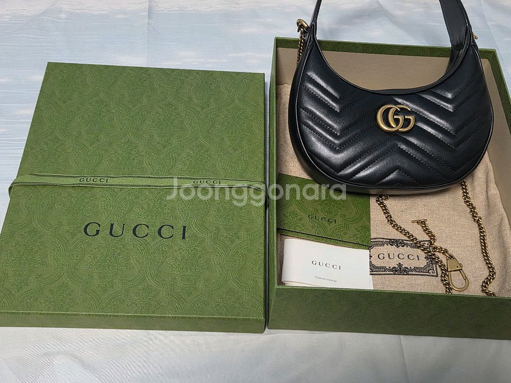 [S급/정품]구찌 GG 마몽 블랙 스몰 숄더백 하프문--1