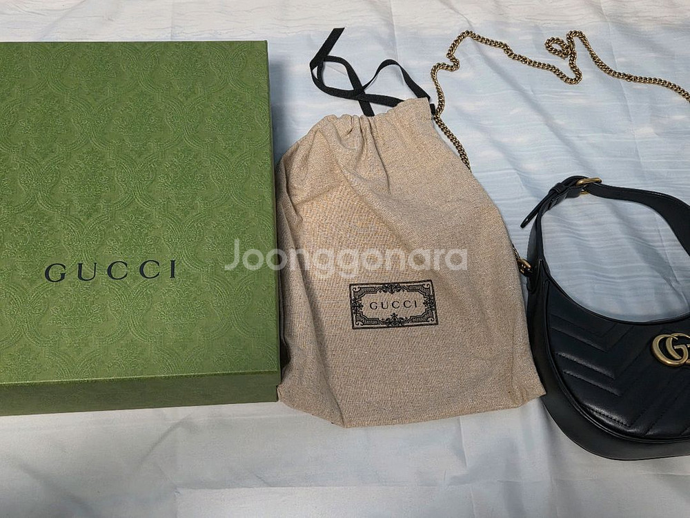 [S급/정품]구찌 GG 마몽 블랙 스몰 숄더백 하프문--6