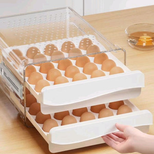 서랍형 2단 투명 계란 보관함 (60개)