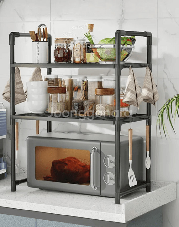 새제품> 전자레인지 2, 3단선반, 높이, 넓이 맞춤식 선반, 4단 냄비 선반, 주방 공간 확보, 초특가--0