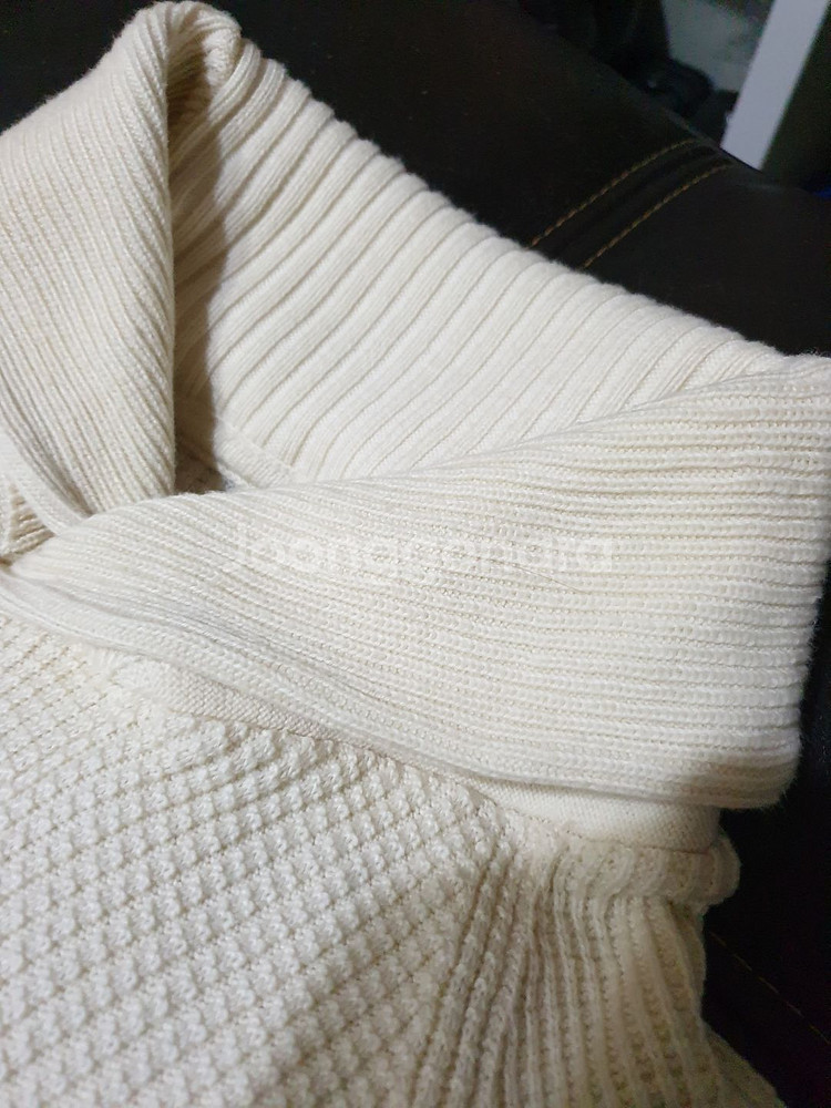 캘빈클라인(ck) 아이보리 숄카라 와플 면니트 M사이즈--3