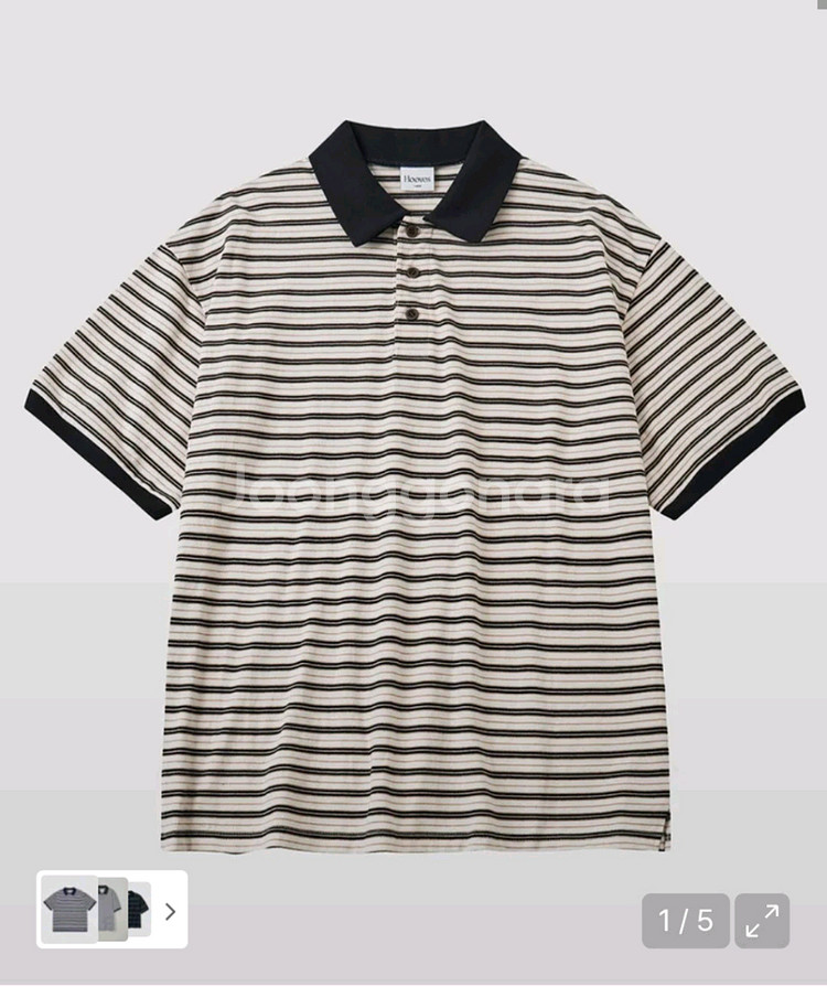 후브스 멀티 스트라이프 카라 티셔츠 L--0