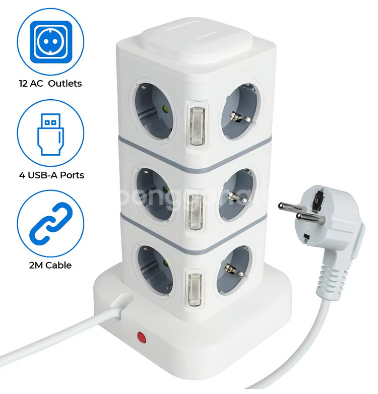 새제품> 타워형&미니형 멀티탭, 공간 절약, 꼬임방지, 360도 회전, 초특가--0