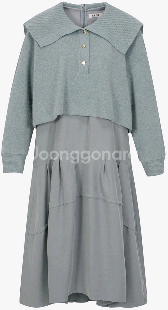 SJSJ 텍스처 블록 레이어 드레스 원피스--0