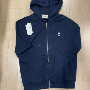 [거의 새제품] 아미 ami 하트로고 코튼 후드집업 나이트 블루 L