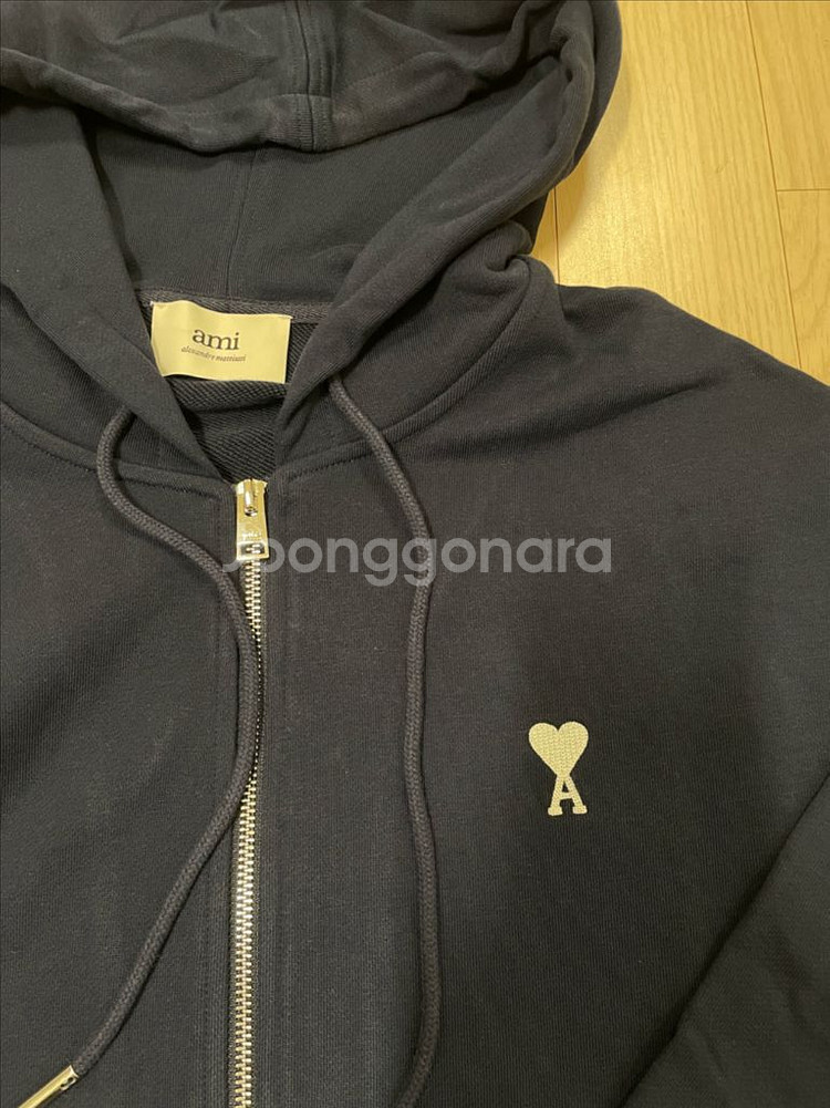 [거의 새제품] 아미 ami 하트로고 코튼 후드집업 나이트 블루 L--1