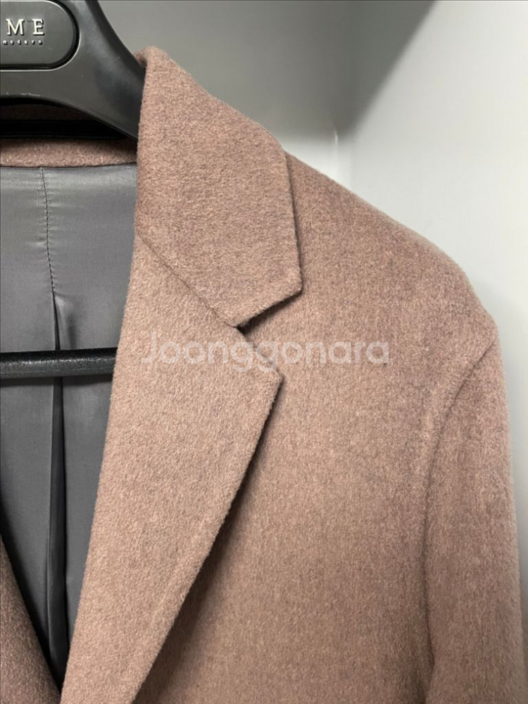 타임옴므 멜란지핑크 캐시미어 세미오버 핸드메이드코트95--2