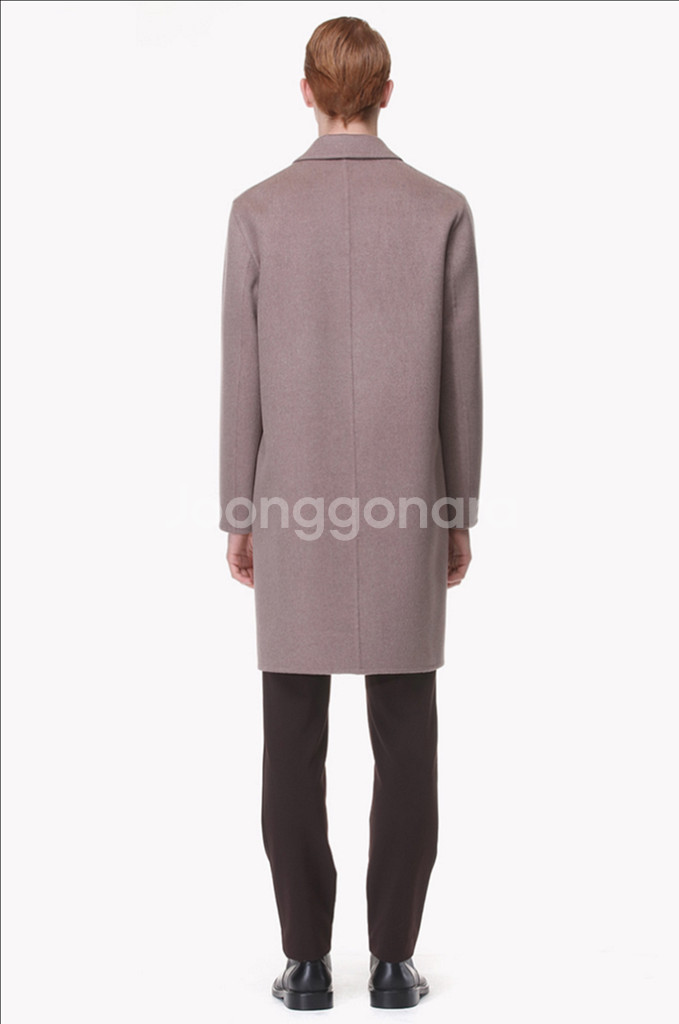 타임옴므 멜란지핑크 캐시미어 세미오버 핸드메이드코트95--8