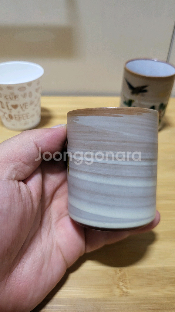 엔틱, 레트로) 부부, 커플용 구곡도자기 잔 2점 일괄--4