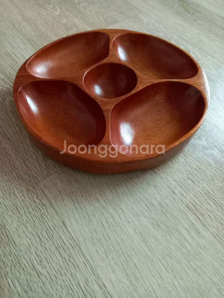 원형 원목 그릇 접시--1