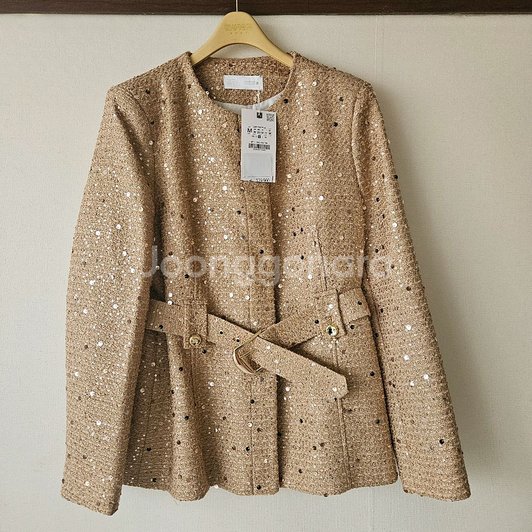 자라 시퀸 벨트 스팽글 블레이저 M--4