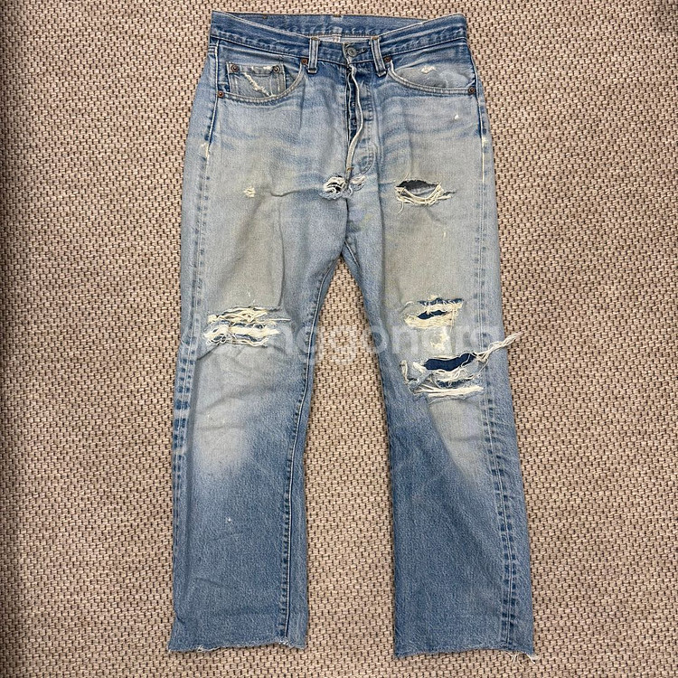 리바이스 501 70s 80s USA 셀비지 levis 빈티지 구제 워싱 디스트로이 데님 청바지--0