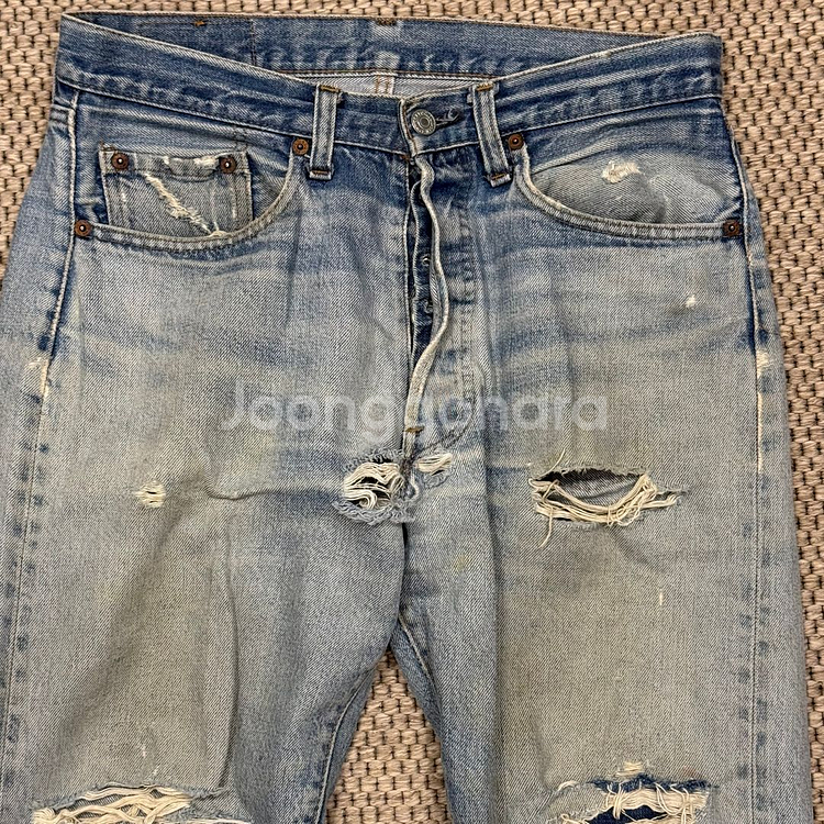 리바이스 501 70s 80s USA 셀비지 levis 빈티지 구제 워싱 디스트로이 데님 청바지--1