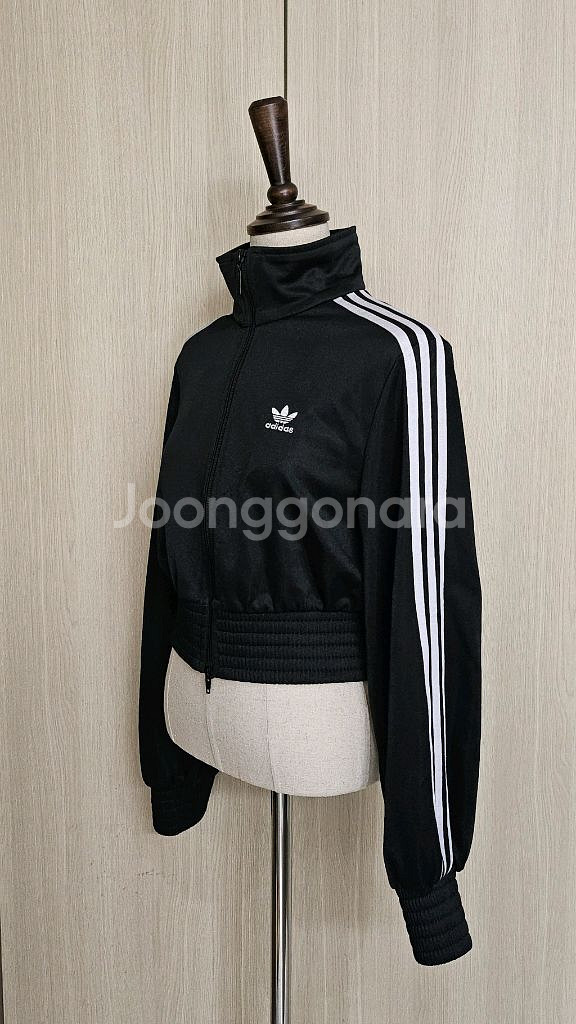 아디다스 오리지널 여성 트랙탑 져지 블랙 크롭 자켓--5