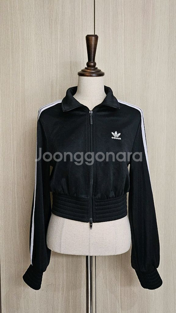 아디다스 오리지널 여성 트랙탑 져지 블랙 크롭 자켓--4