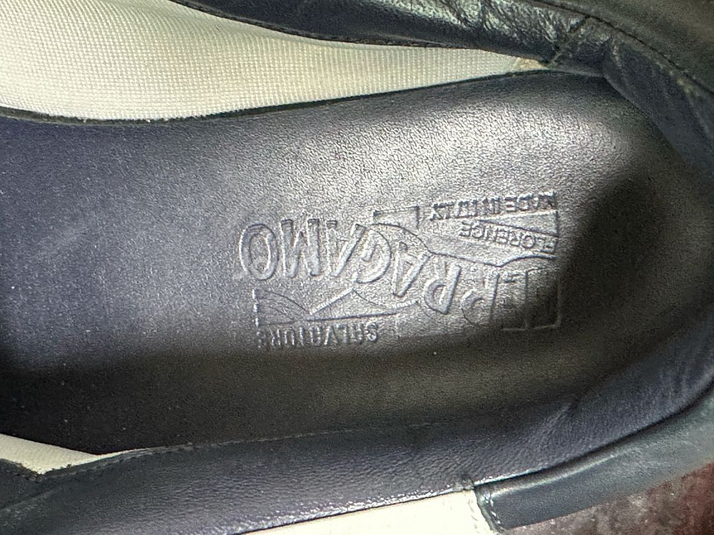 페라가모 화이트/네이비 스니커즈 운동화 스니커즈--6