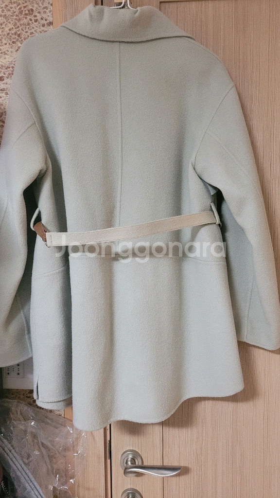 나이스클랍 모캐시 핸드메이드 벨티드 하프코트 55 새상품--2