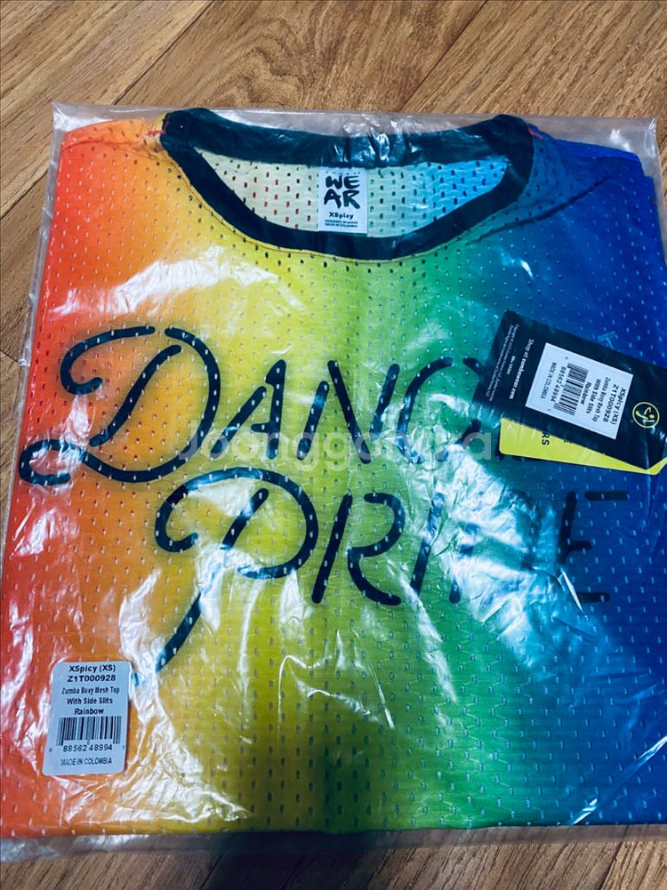 줌바웨어 레인보우 메쉬 티셔츠--0