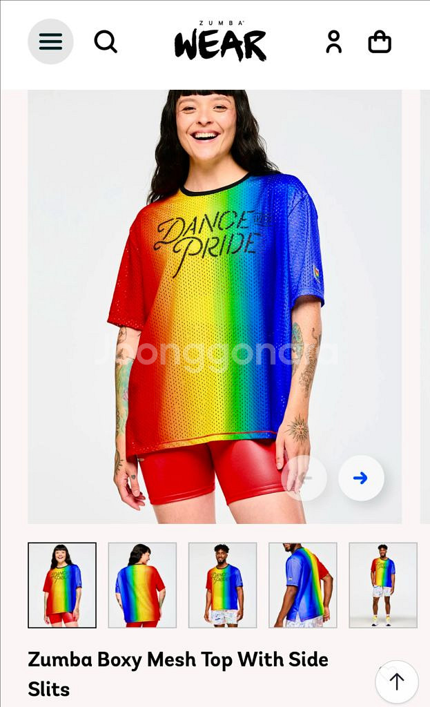 줌바웨어 레인보우 메쉬 티셔츠--1