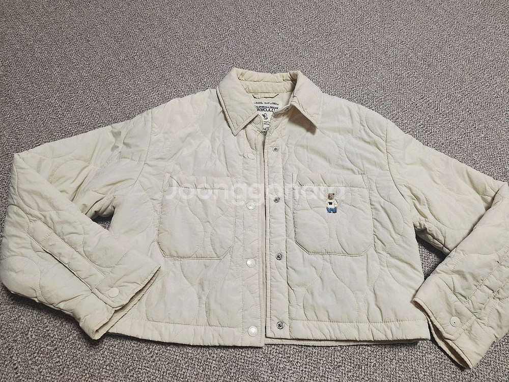 후아유 크롭 퀼팅 경량 자켓 M--4